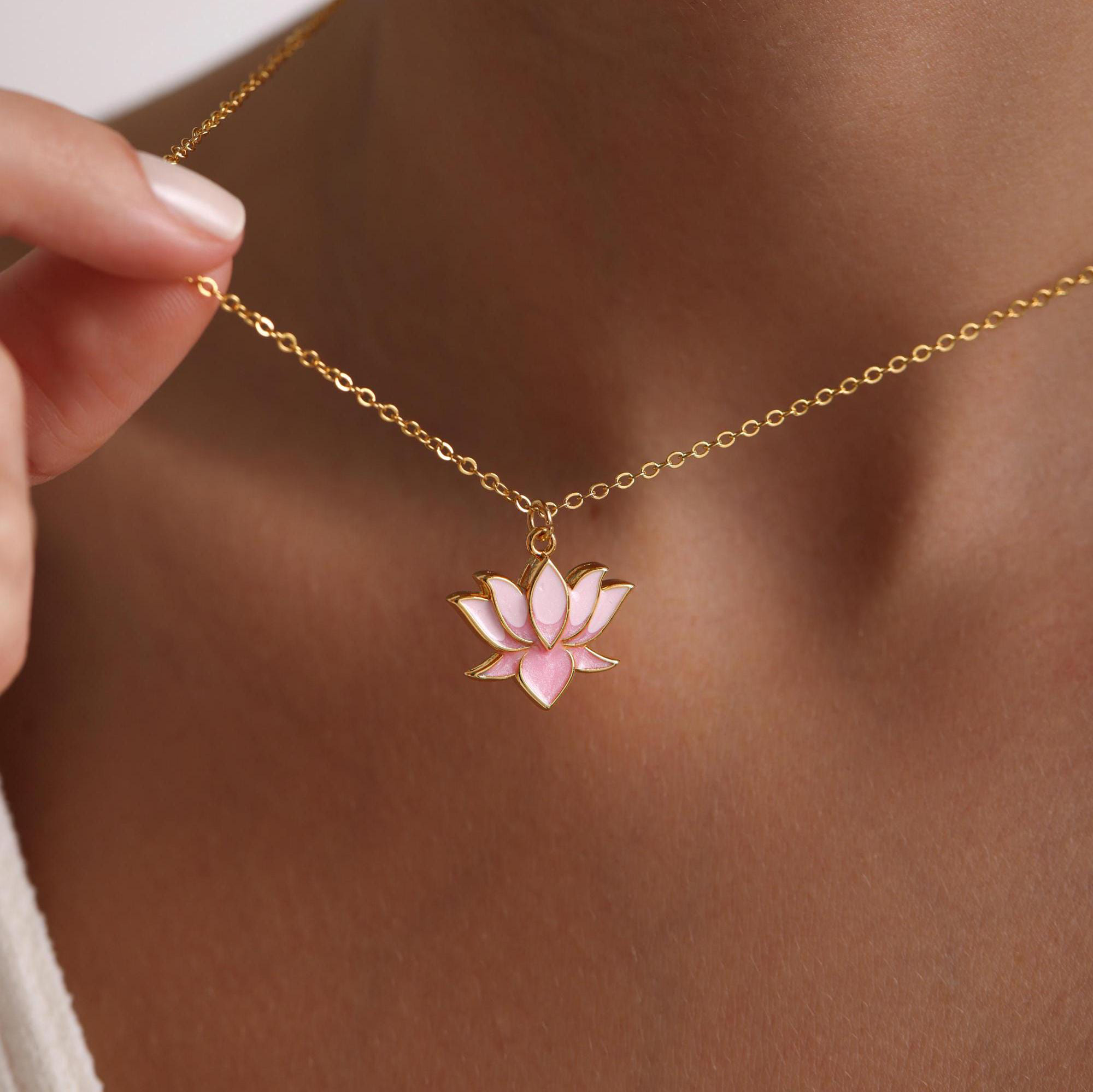 I Am Enough Gold Lotus Flower Necklace