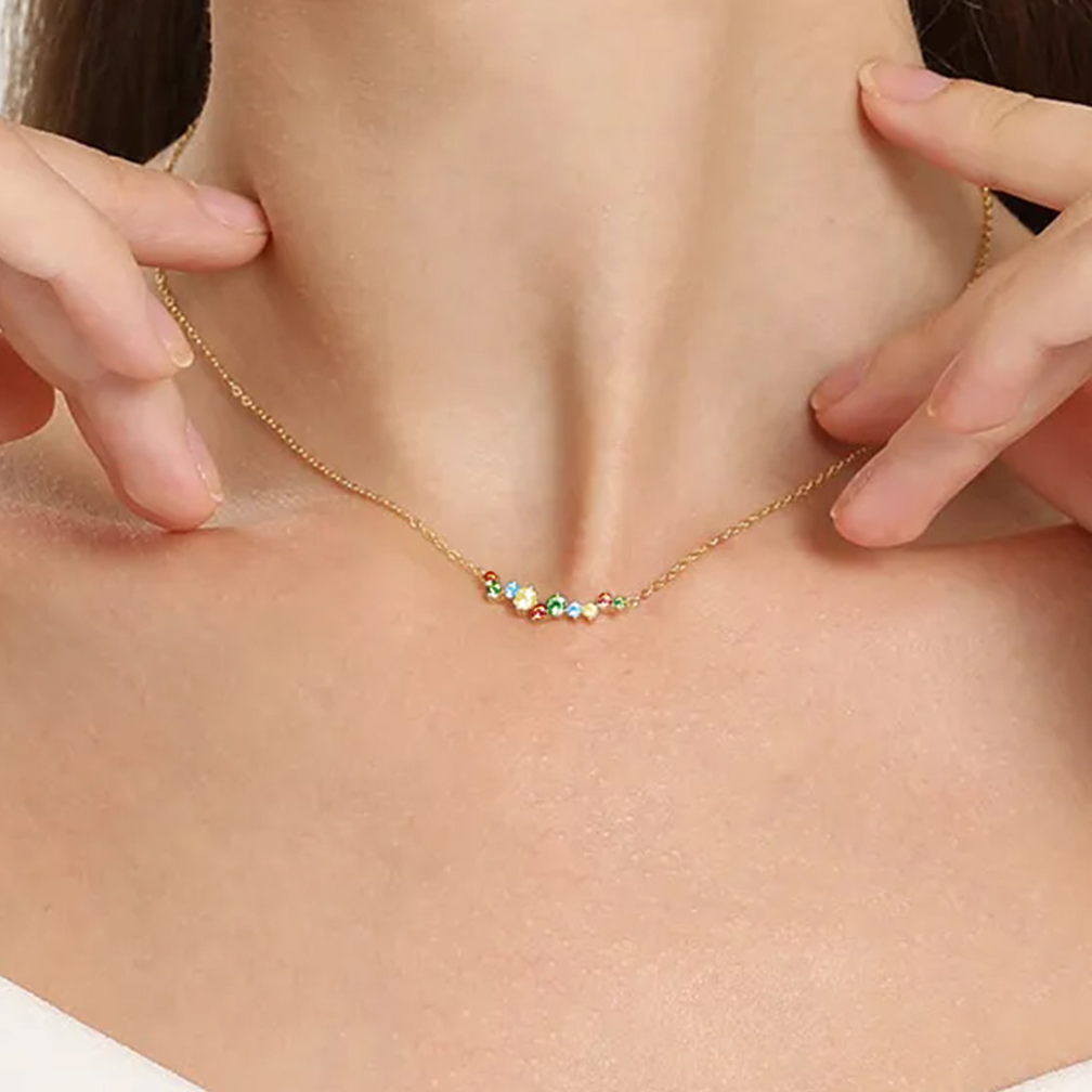 Star Mom Gift Colorful Diamond Necklace