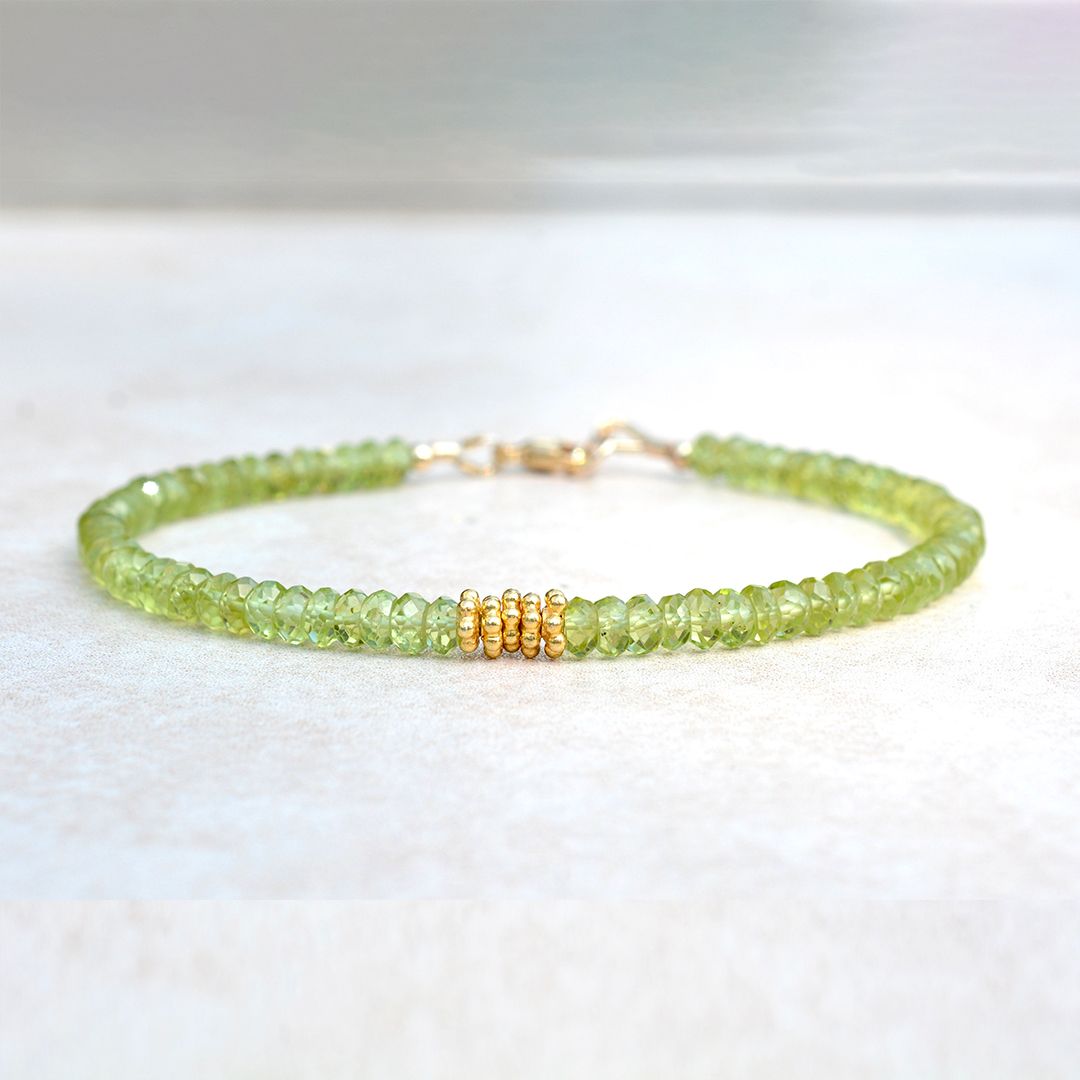 Kidney Disease Awareness Peridot & Gold Bracelet