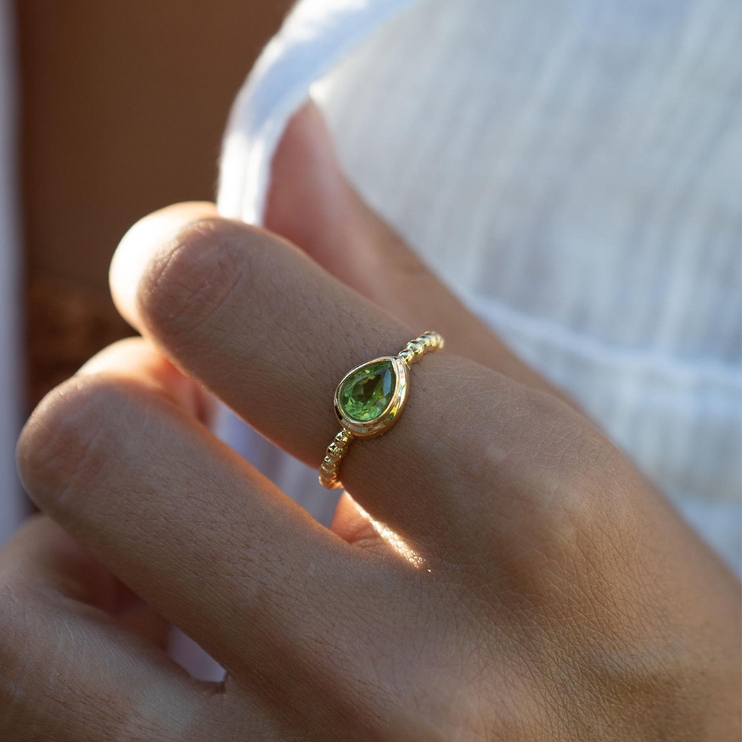 Kidney Disease Awareness Peridot Gold Ring