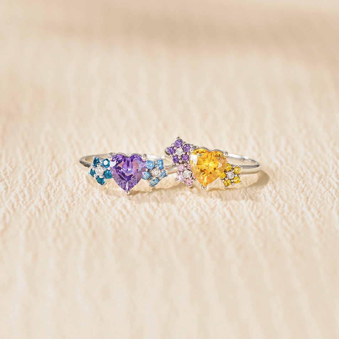 SoulinJewellery Personalized kids Birthstones Flower Ring For Mom Gift