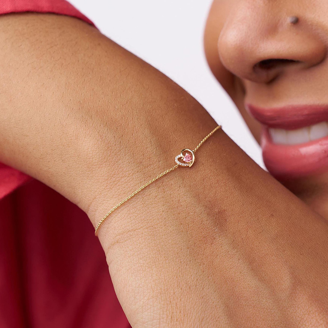 Round Pink Diamond Heart Bracelet