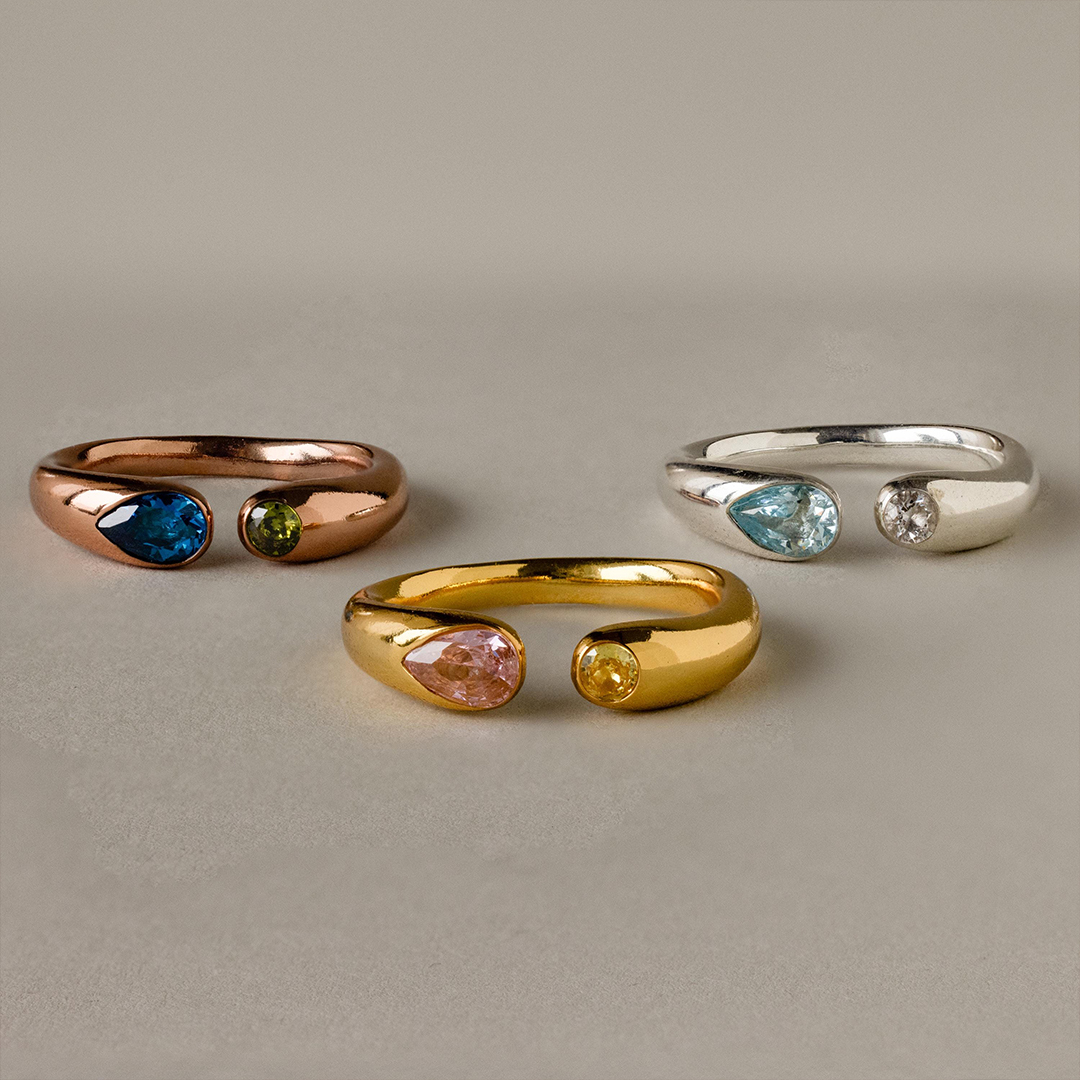 Personalized 1-2 Birthstones Soul Embrace Ring