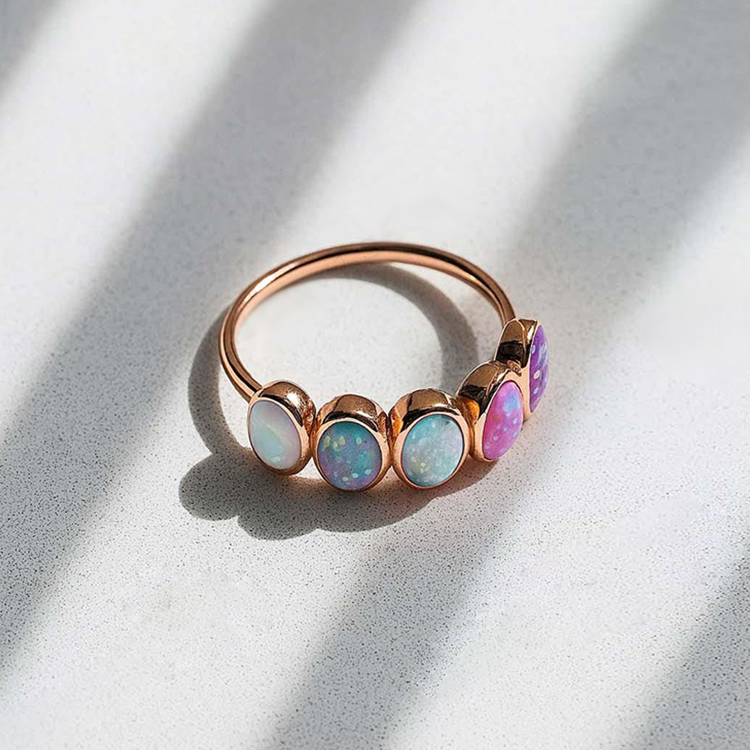 Mama of an Angel Opal Rainbow Ring