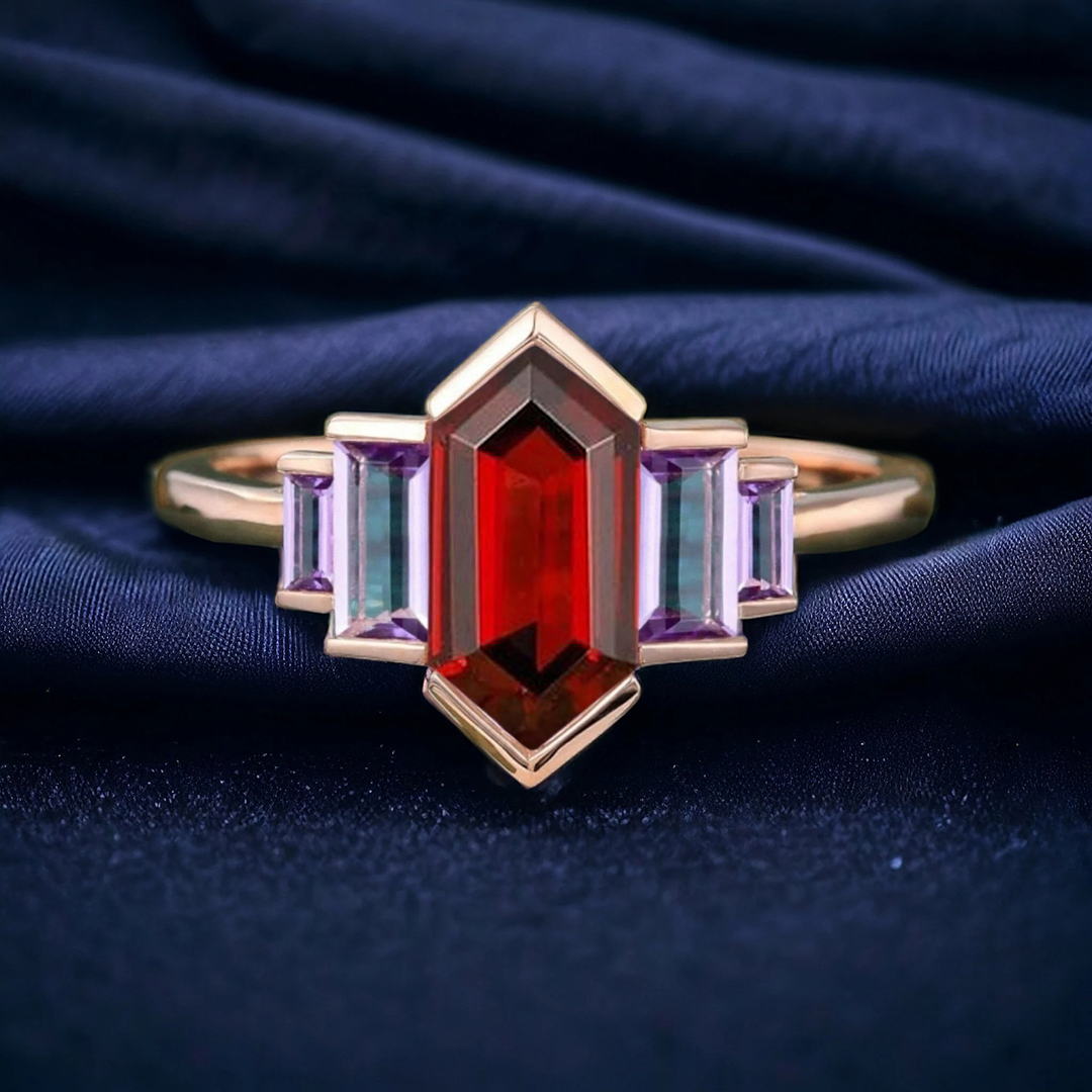 To Me From Me Vintage Garnet Amethyst Ring