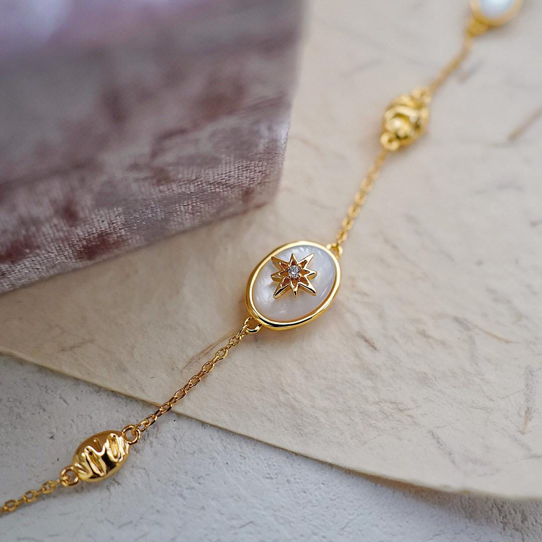 Gift For Mother & Daughter Mother Of Pearl Star Bracelet