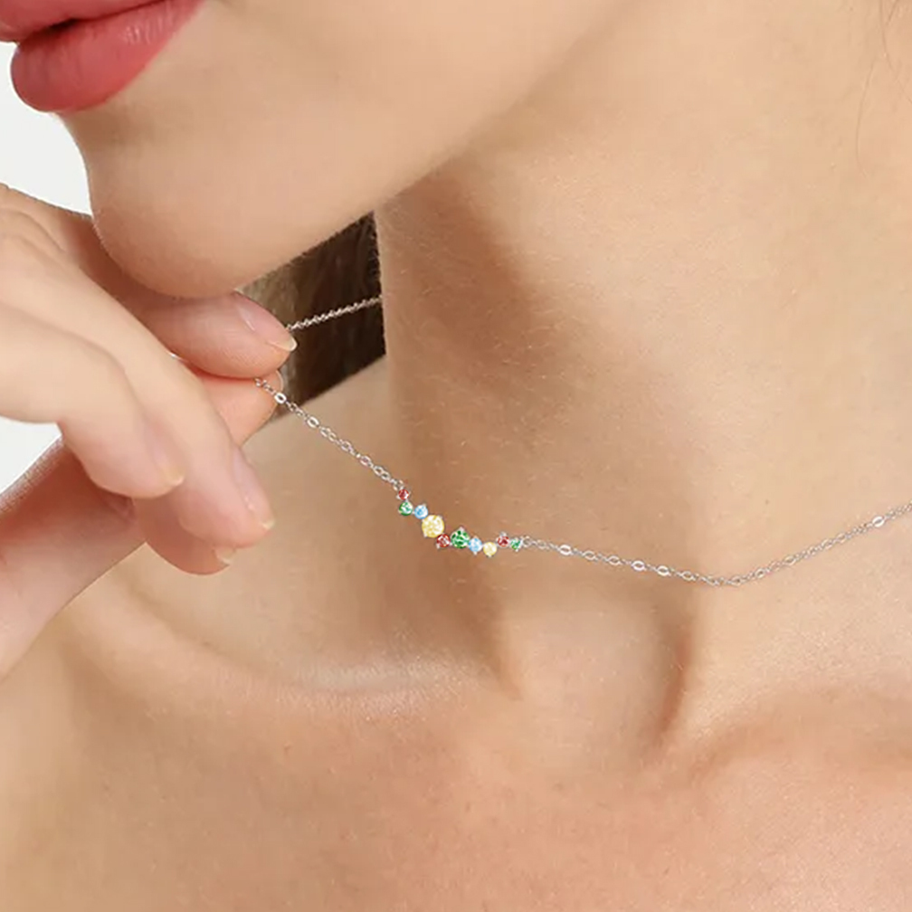 Star Mom Gift Colorful Diamond Necklace