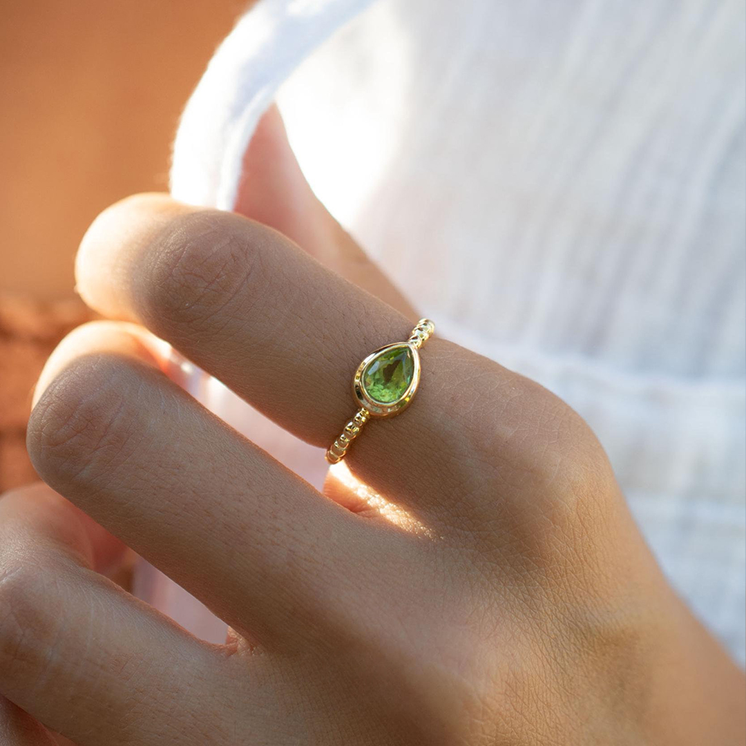 Kidney Disease Awareness Peridot Gold Ring
