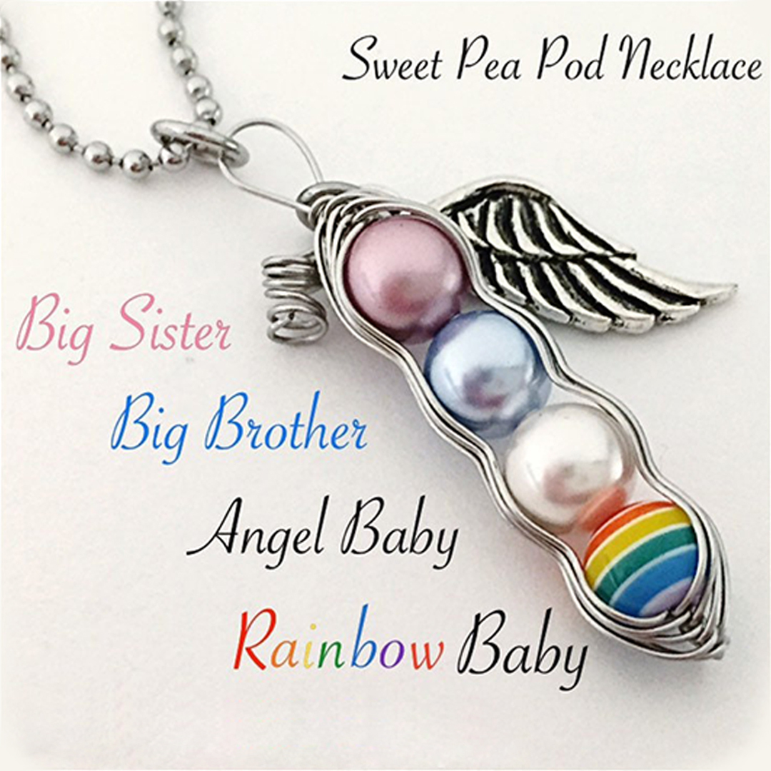 Rainbow Baby Sweet Pea Necklace