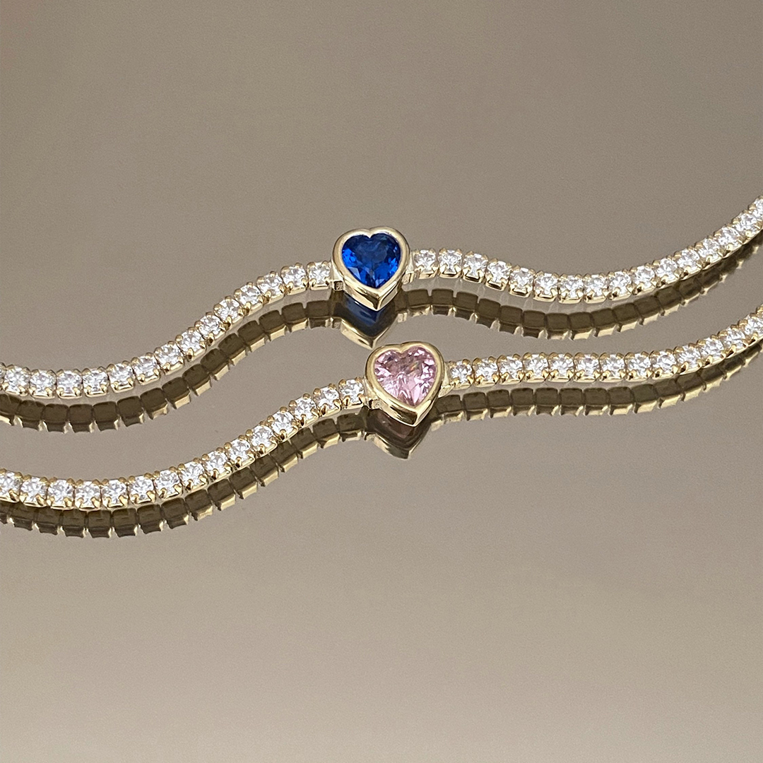 Self Love Tennis Bracelet With Heart Birthstone Bracelet