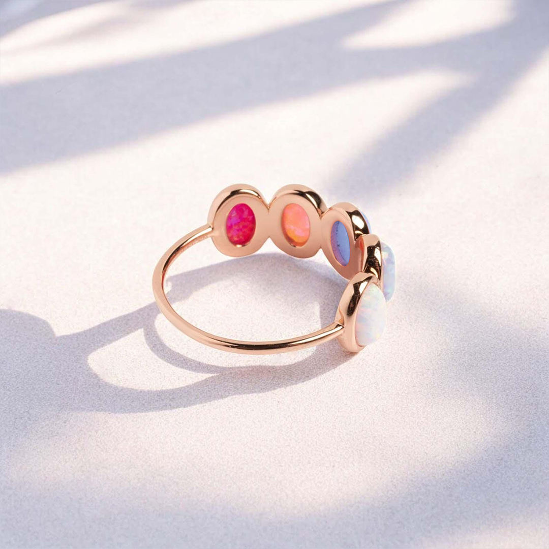 Mama of an Angel Opal Rainbow Ring