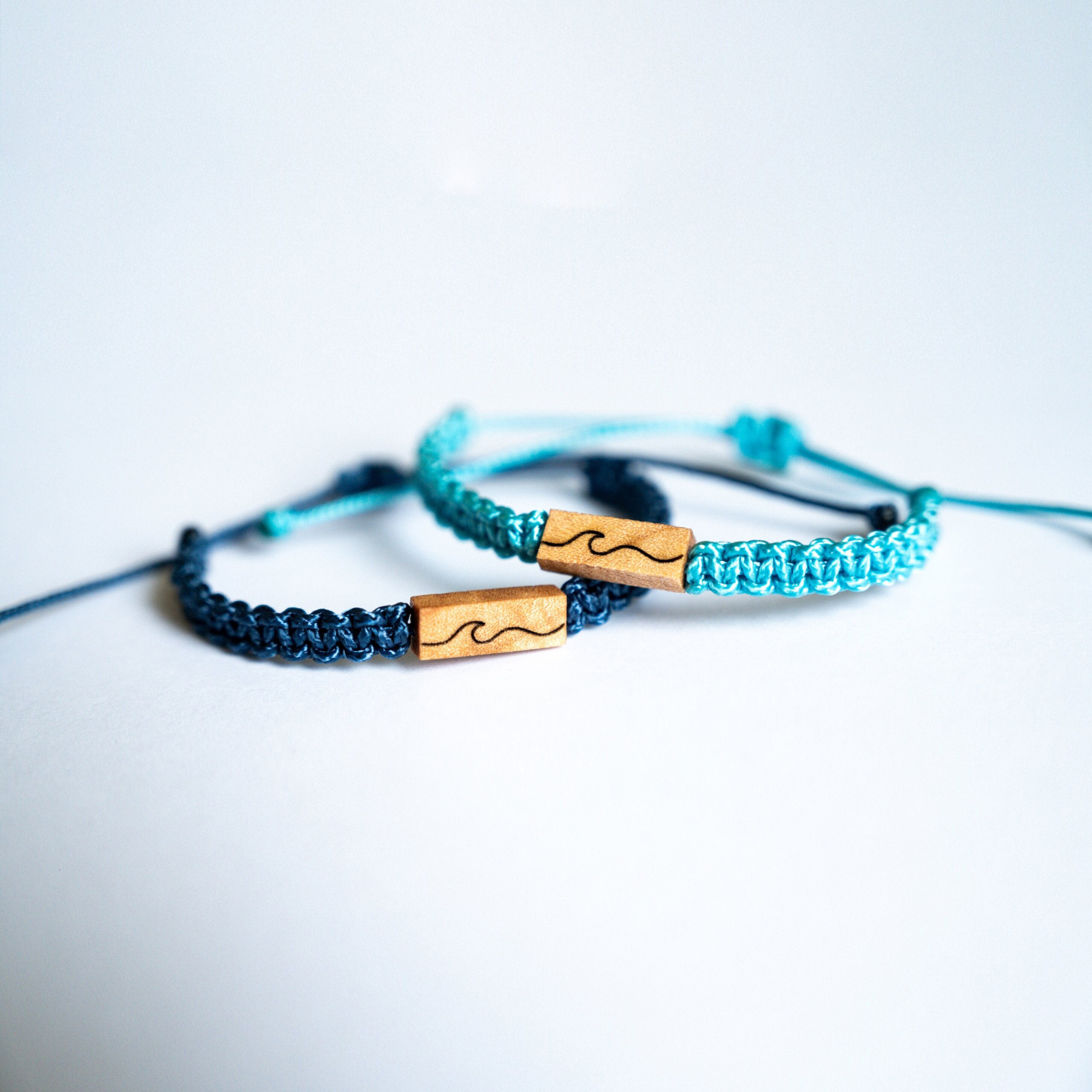 Ocean Wave Reclaimed Wood Adjustable Bracelet