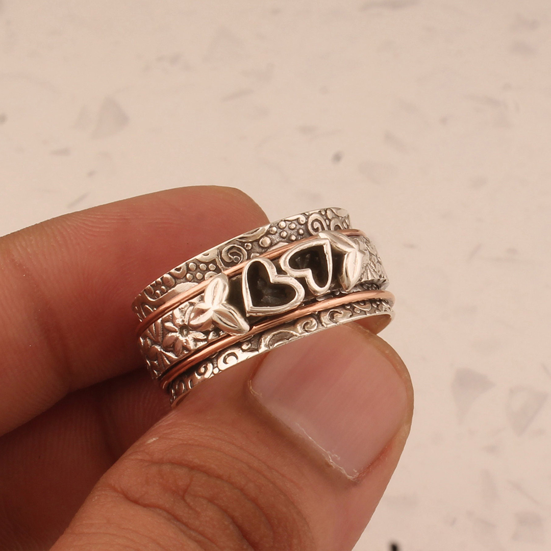 Self Love Handmade Heart Spinner Ring