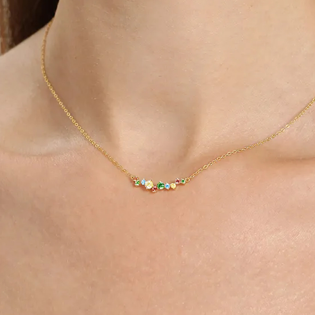 Star Mom Gift Colorful Diamond Necklace