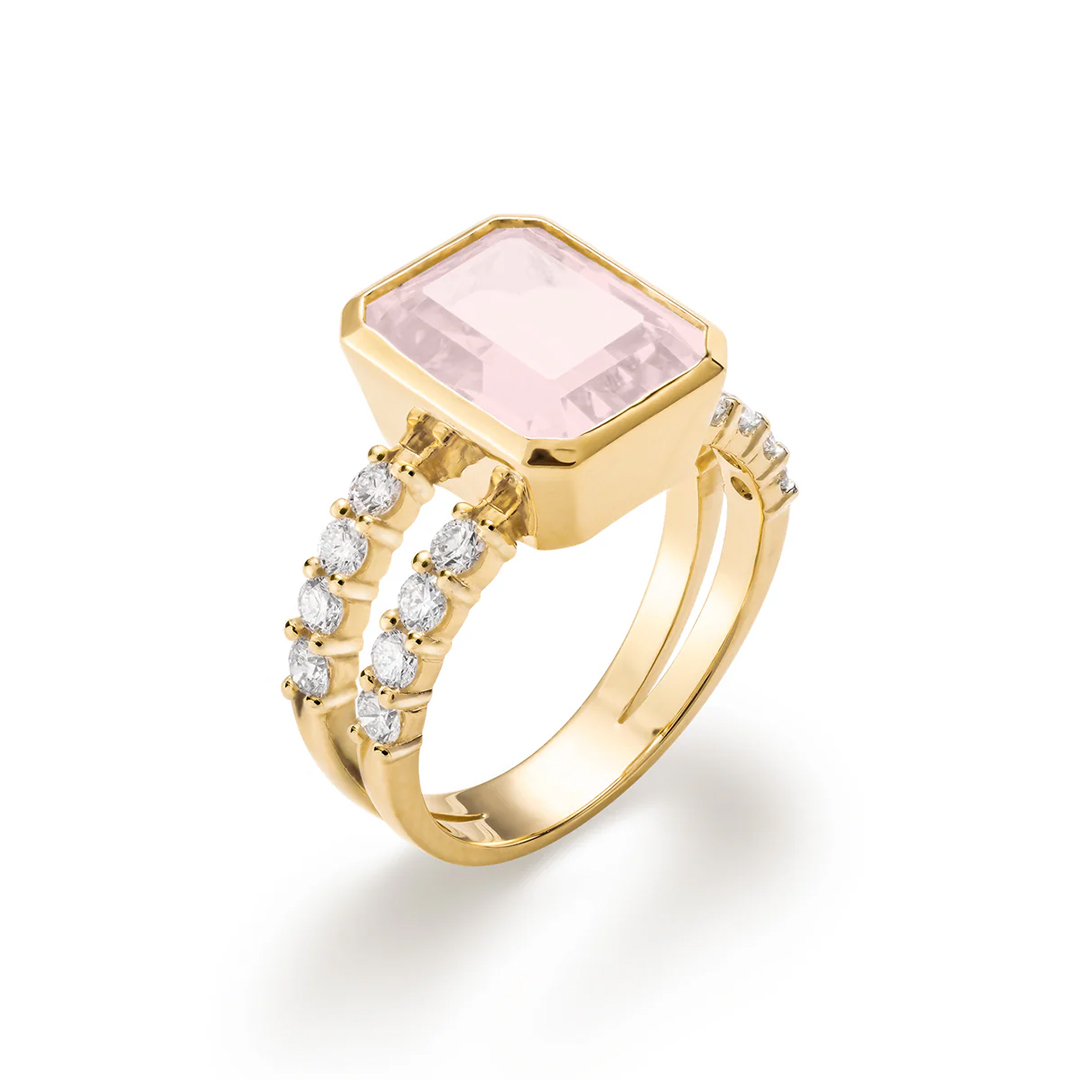 Breast Cancer I Am Enough Rose Quartz Ring