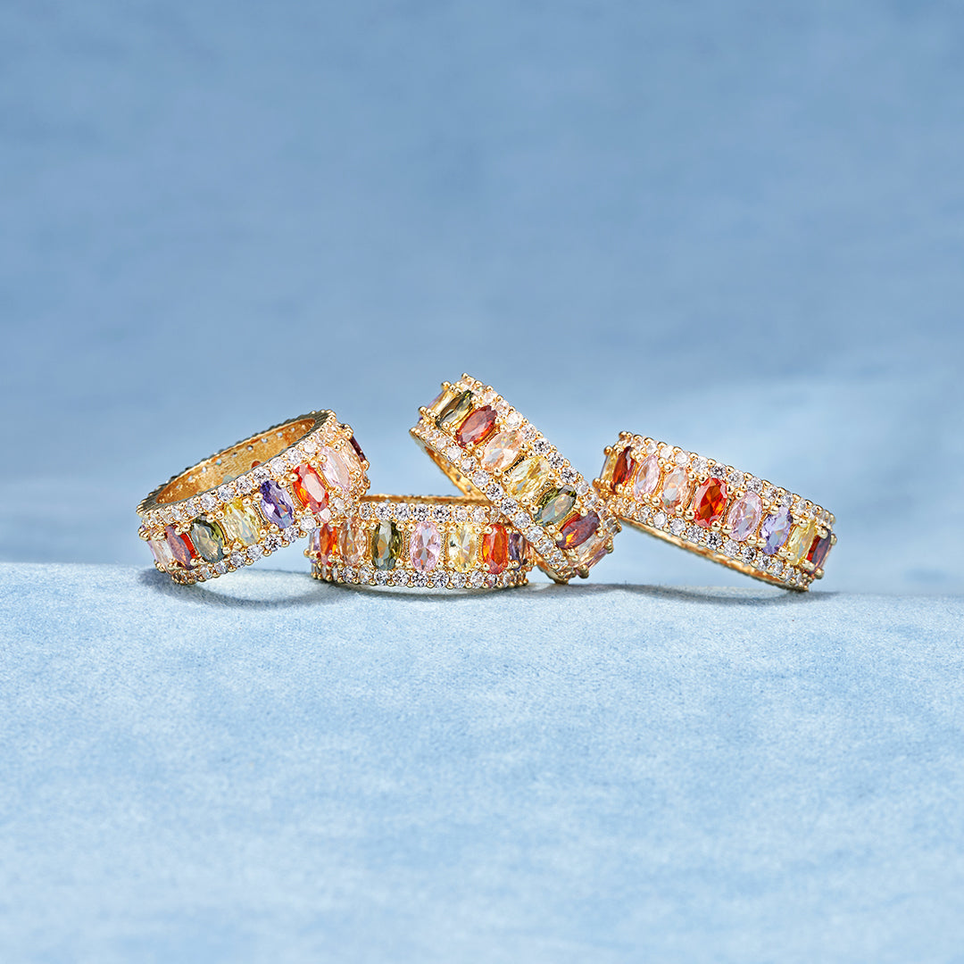 Personalized 1-10 Birthstones Elegant Birthstone Ring