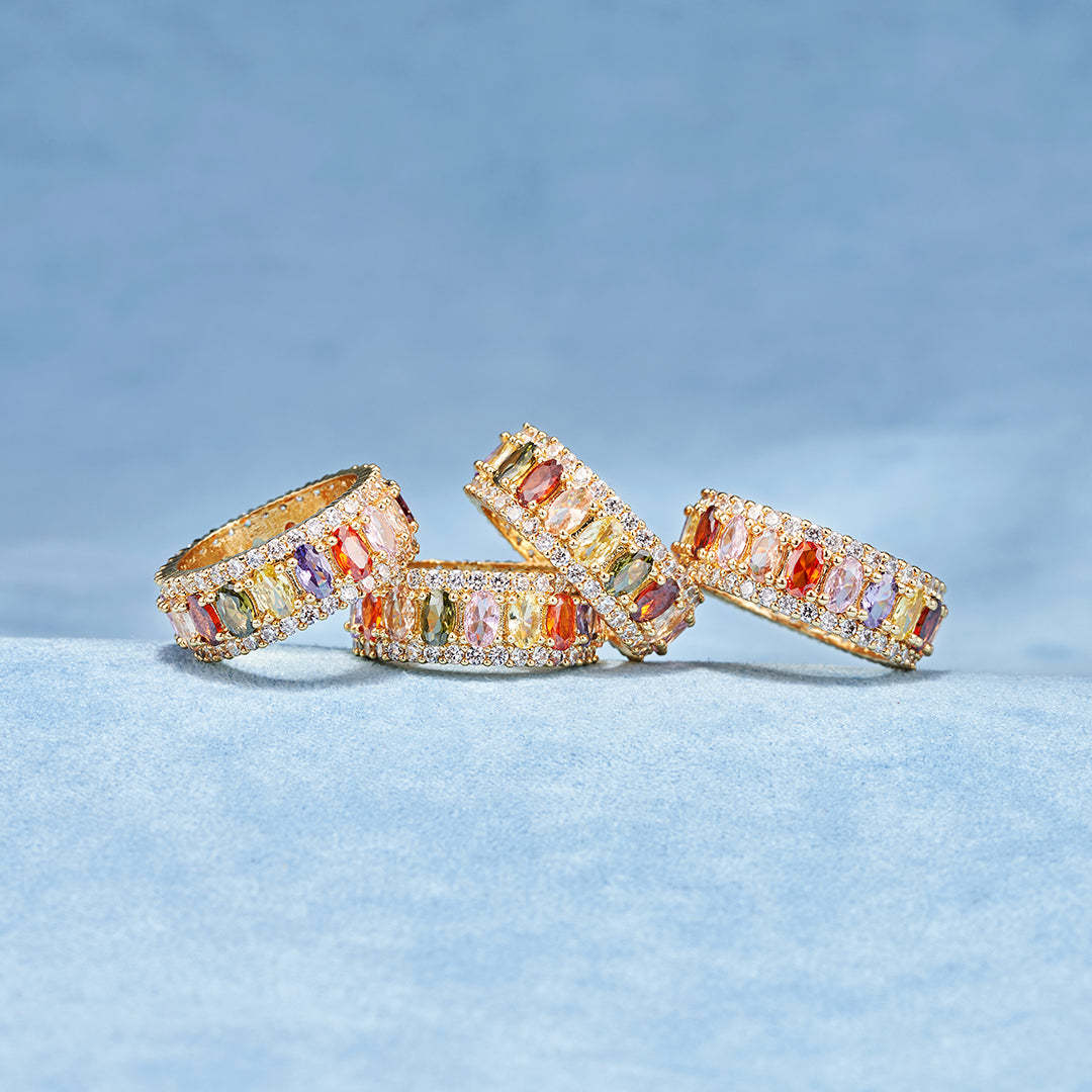 Personalized 1-10 Birthstones Elegant Birthstone Ring