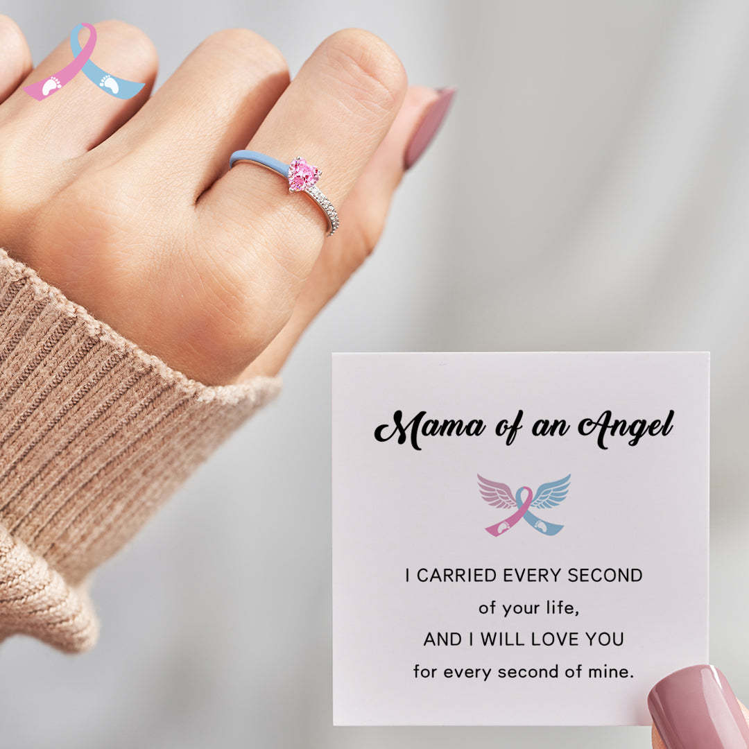 Mama Of An Angel Pink/Blue Heart Ring