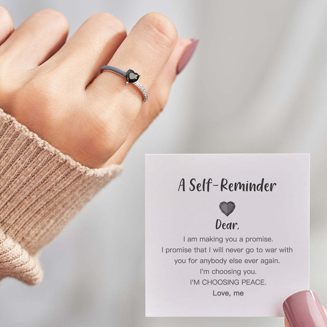 Black Enamel Heart Ring-i Am Making You A Promise