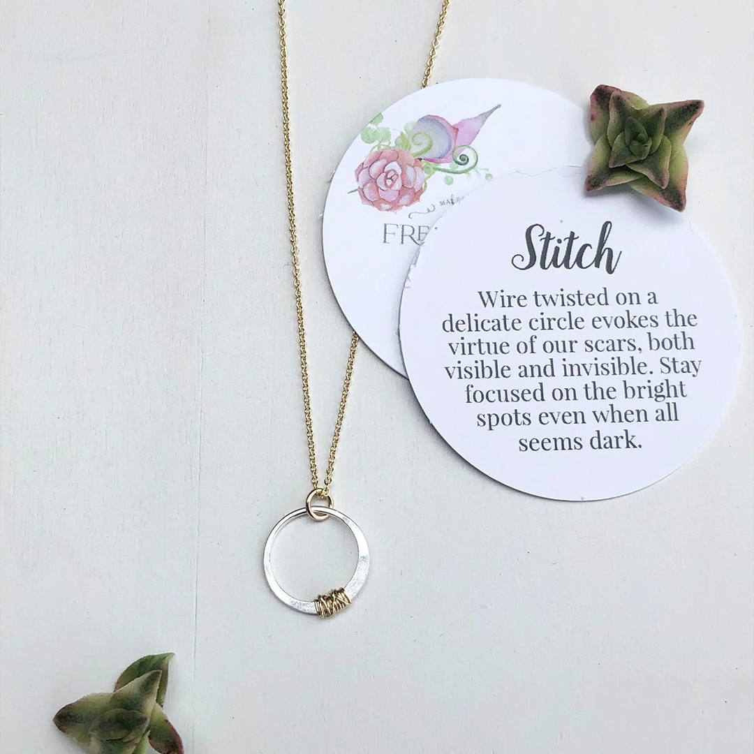 Stitch Wire twisted on a delicate circle Necklace
