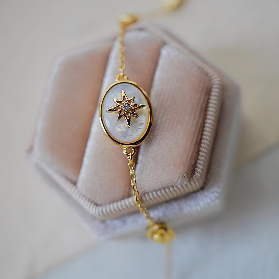 Gift For Mother & Daughter Mother Of Pearl Star Bracelet