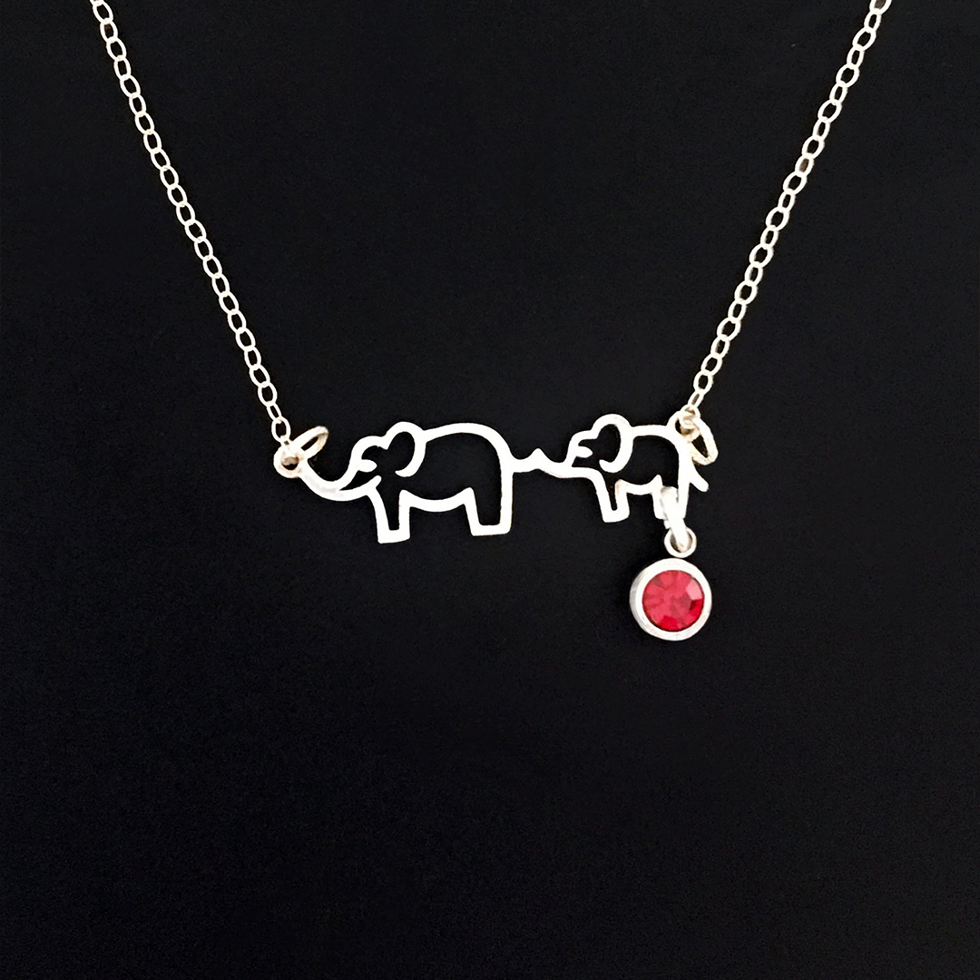 Personalized 1-5 Elephant Stones Necklace
