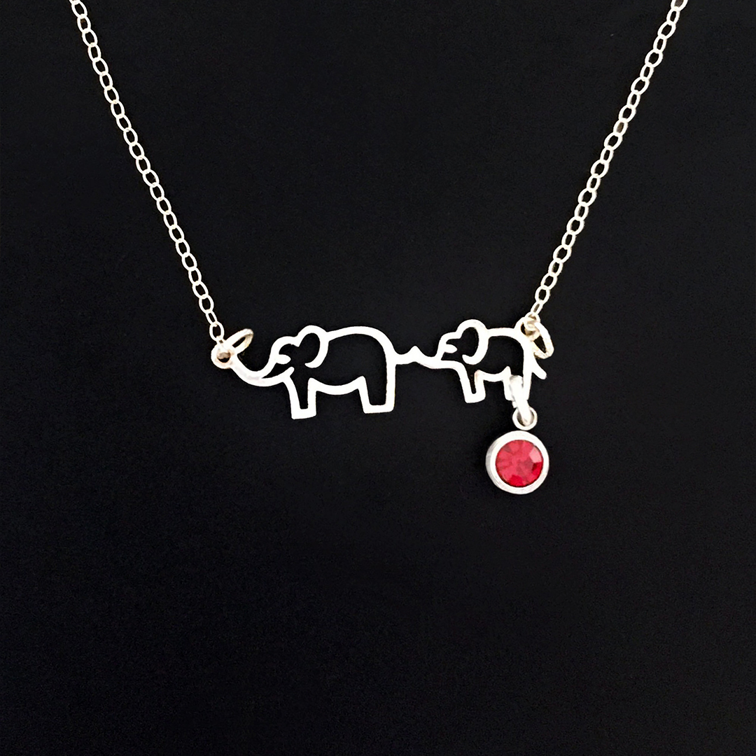 Personalized 1-5 Elephant Stones Necklace