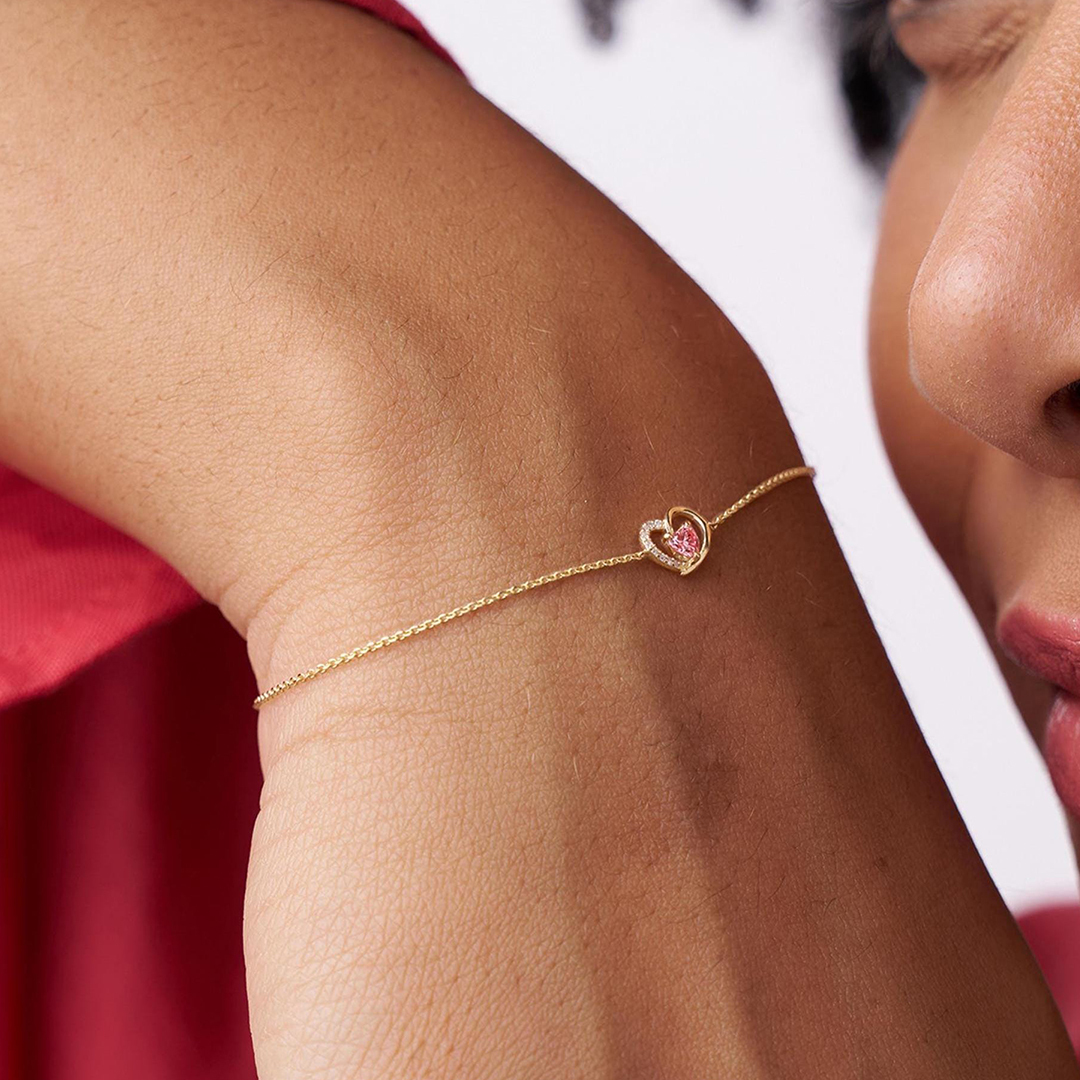 Round Pink Diamond Heart Bracelet