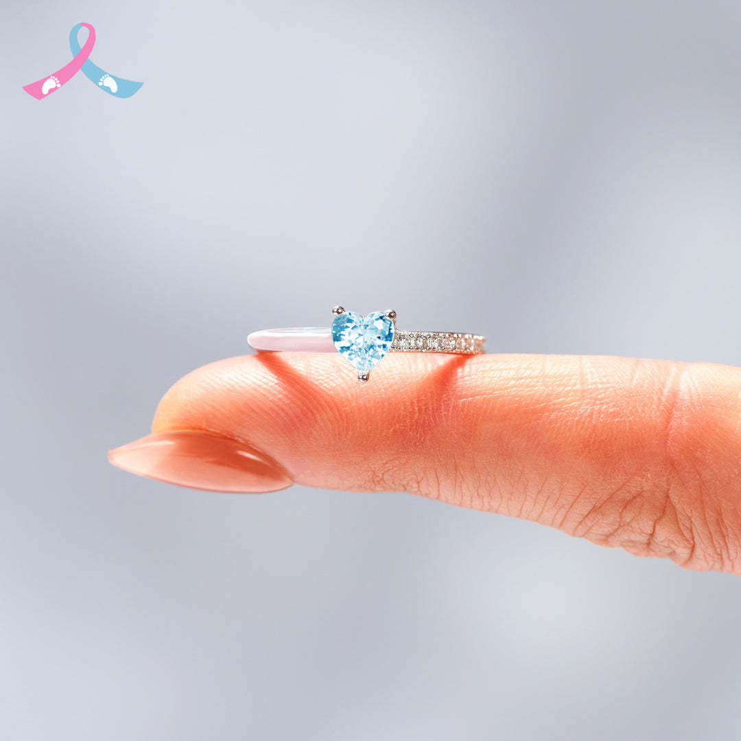 Mama Of An Angel Blue Heart Ring