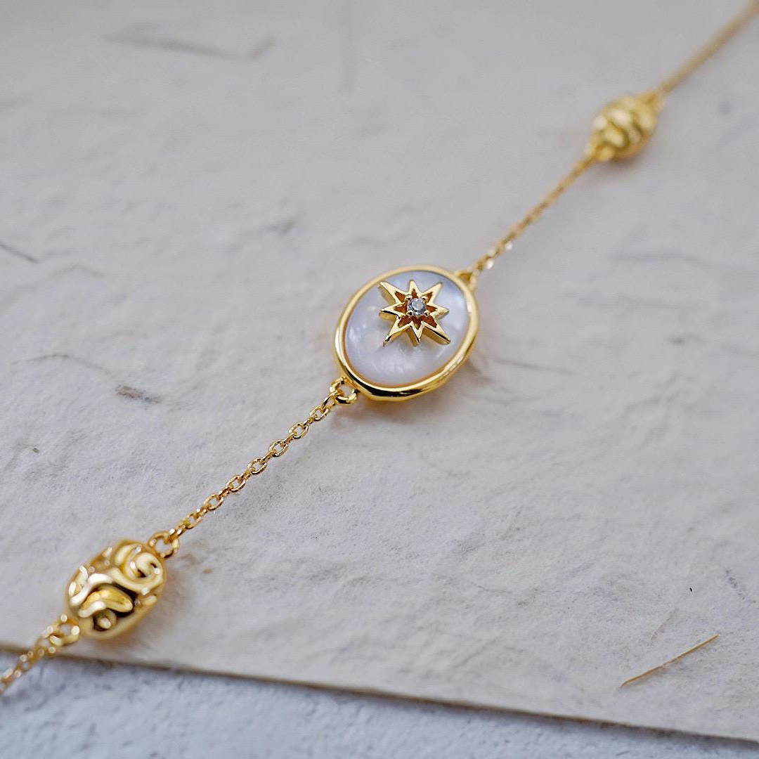 Gift For Mother & Daughter Mother Of Pearl Star Bracelet