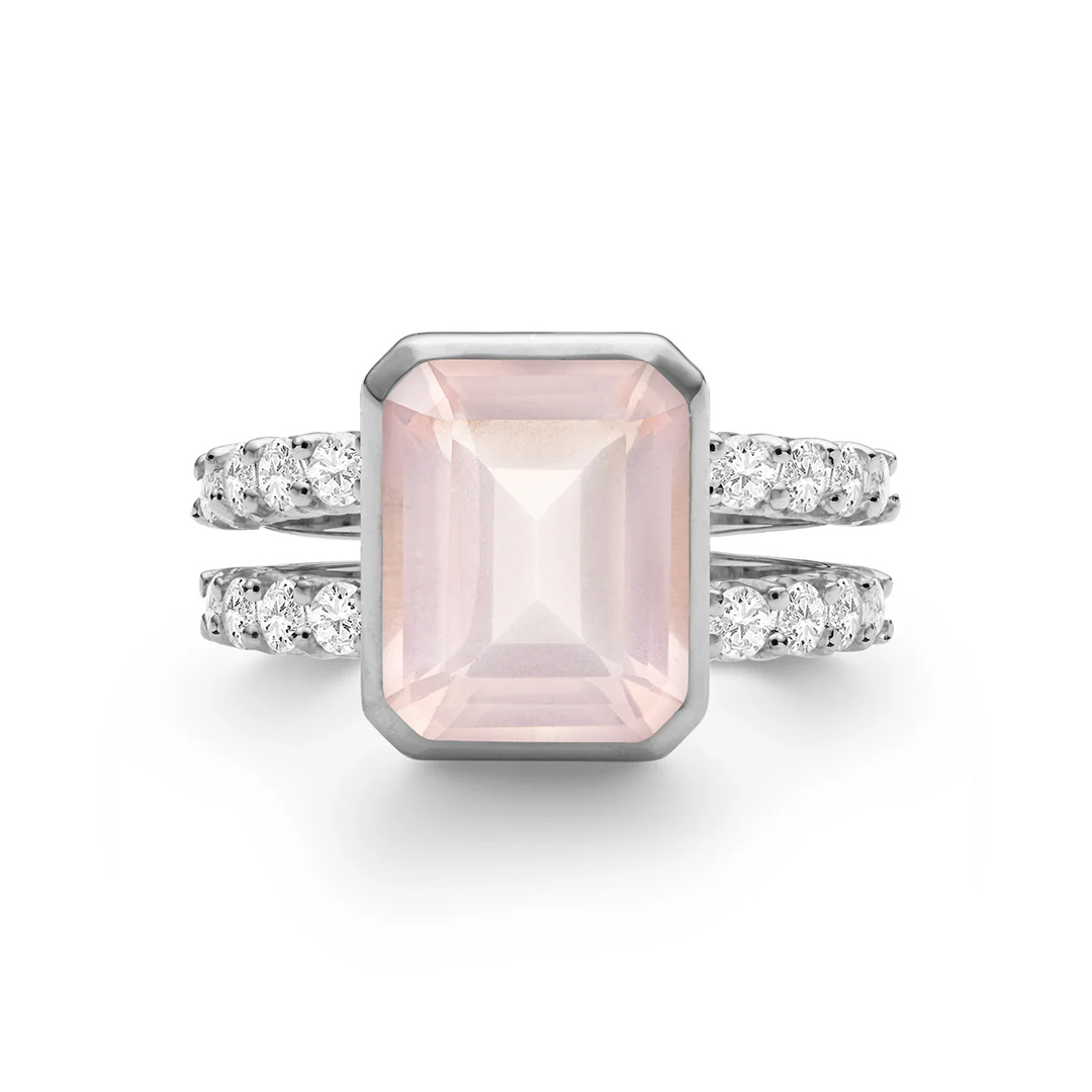 Breast Cancer I Am Enough Rose Quartz Ring