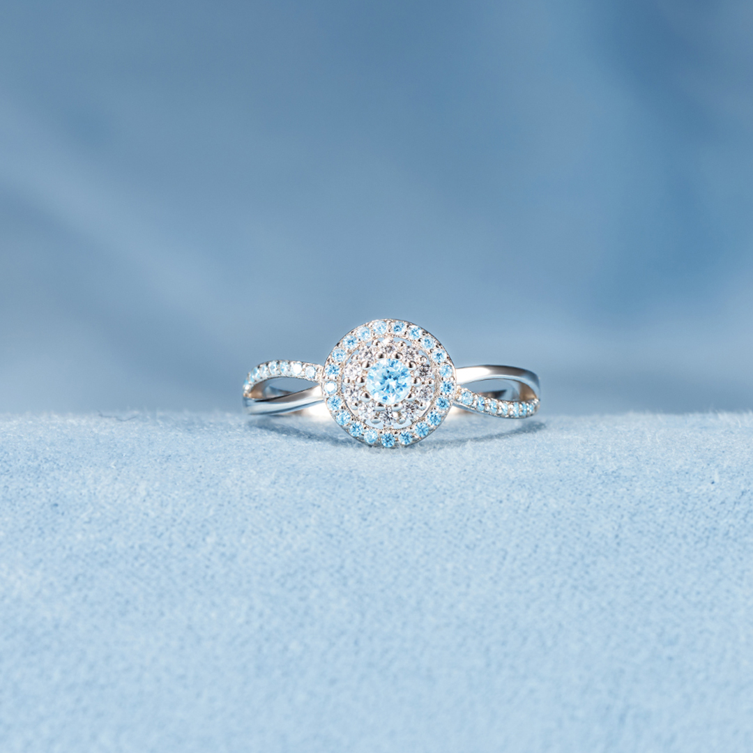 Amyotrophic Lateral Sclerosis Awareness Blue And White Circle Ring