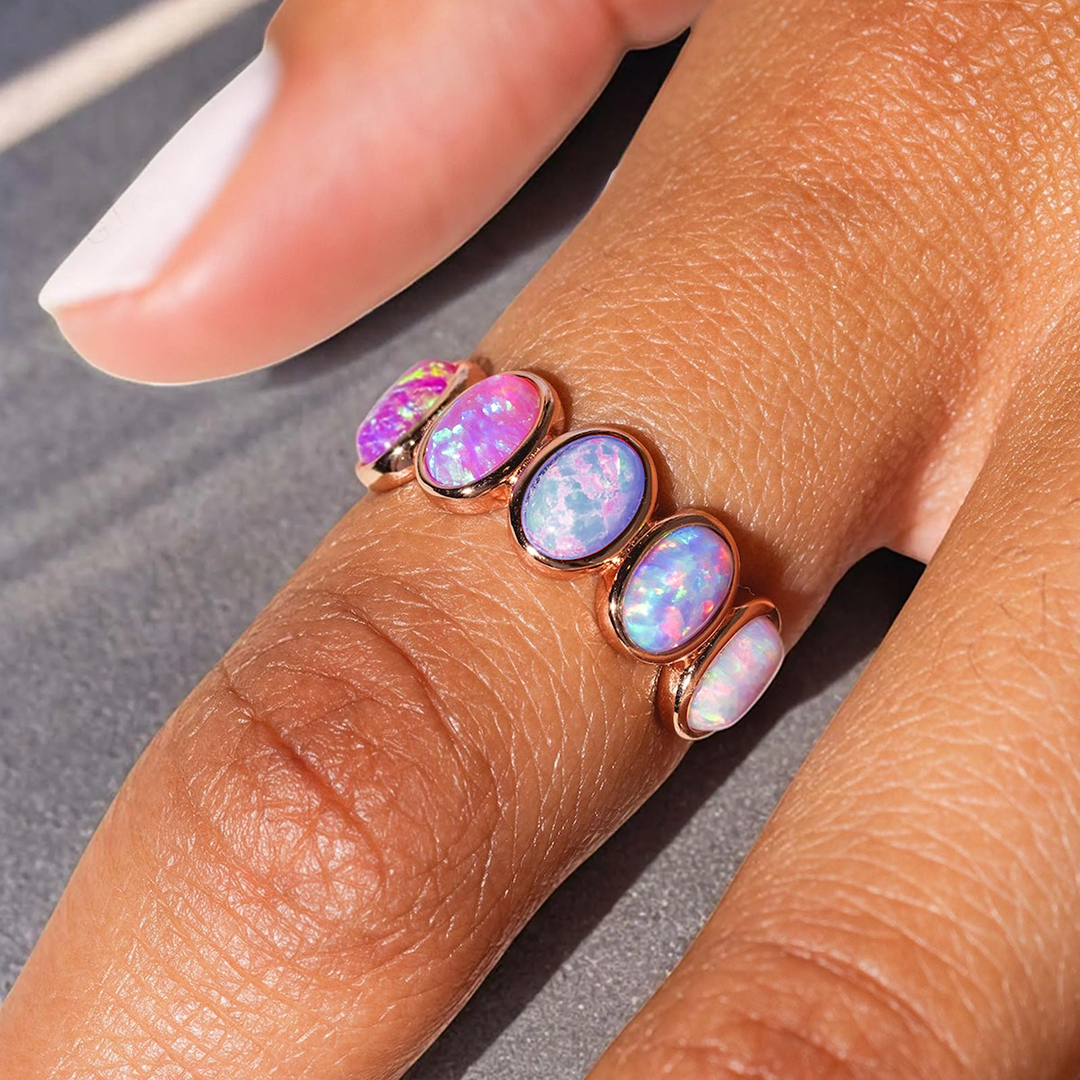 Mama of an Angel Opal Rainbow Ring