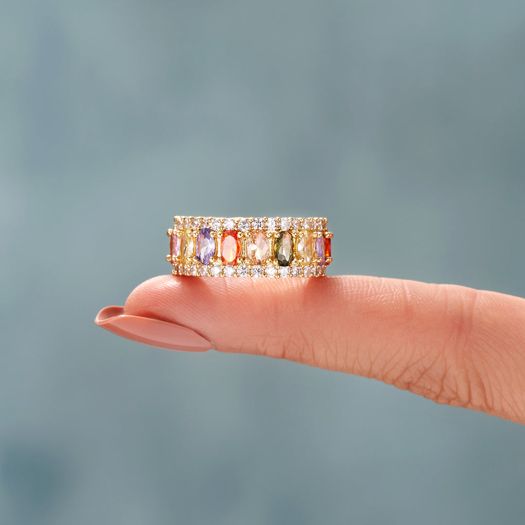 Personalized 1-10 Birthstones Elegant Birthstone Ring