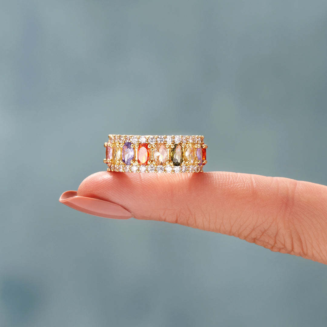Personalized 1-10 Birthstones Elegant Birthstone Ring