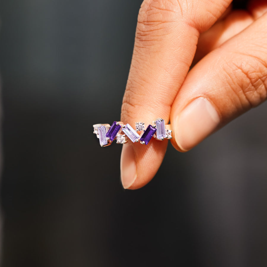 Alzheimer Dementia Awareness Gift Purple broken Ring