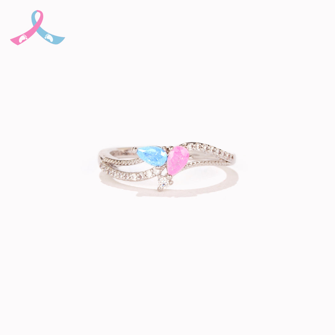 Mama of an Angel Pink&Blue Heart Ring