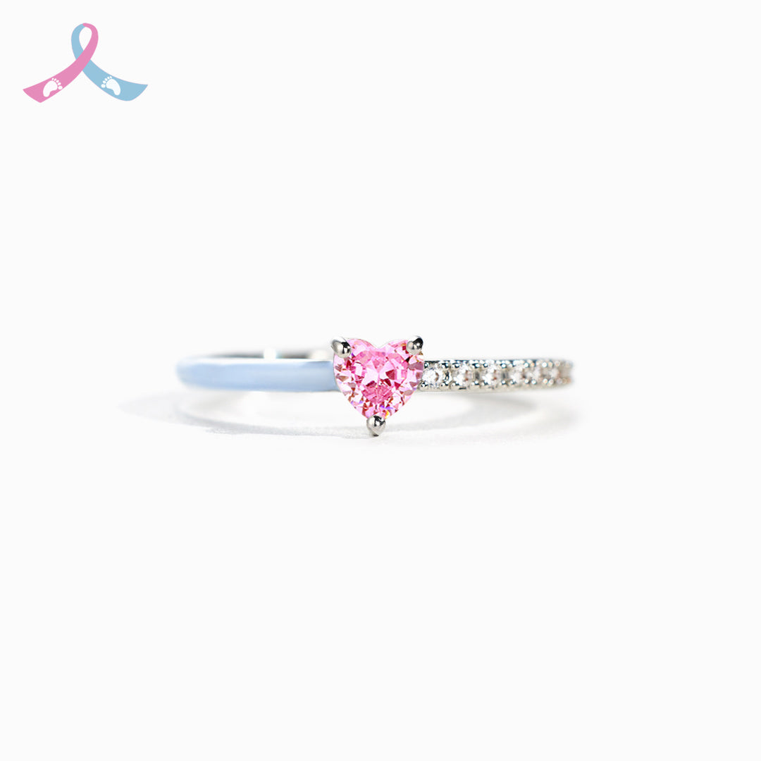 Mama Of An Angel Pink/Blue Heart Ring