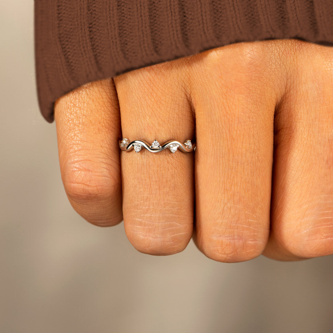Matching Mother&Daughter Silver Wave Rings