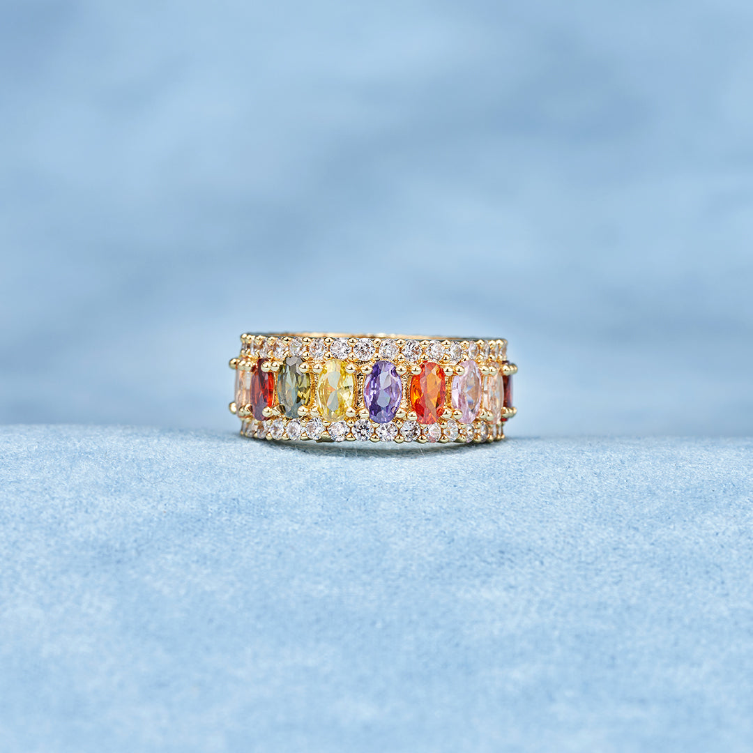 Personalized 1-10 Birthstones Elegant Birthstone Ring