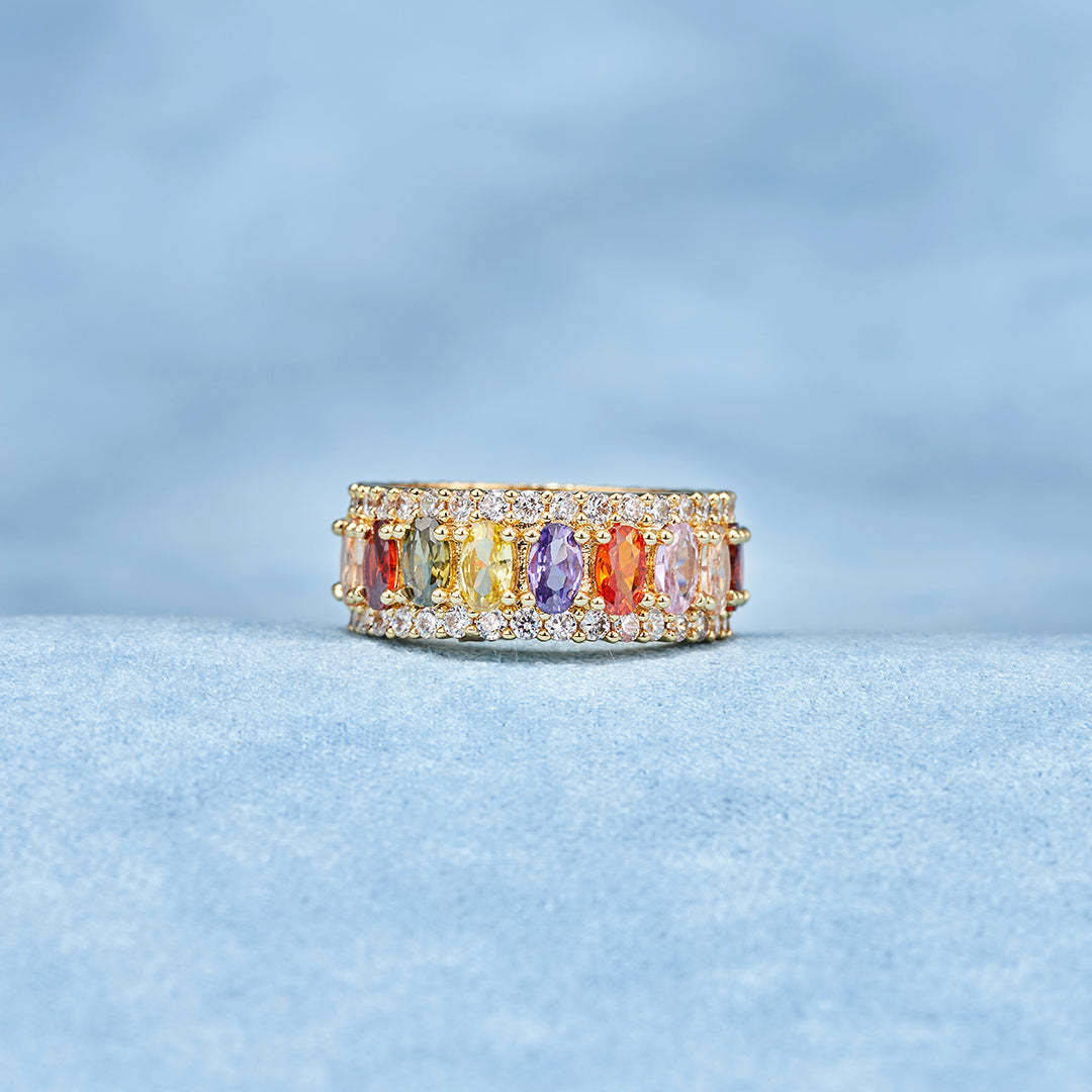 Personalized 1-10 Birthstones Elegant Birthstone Ring