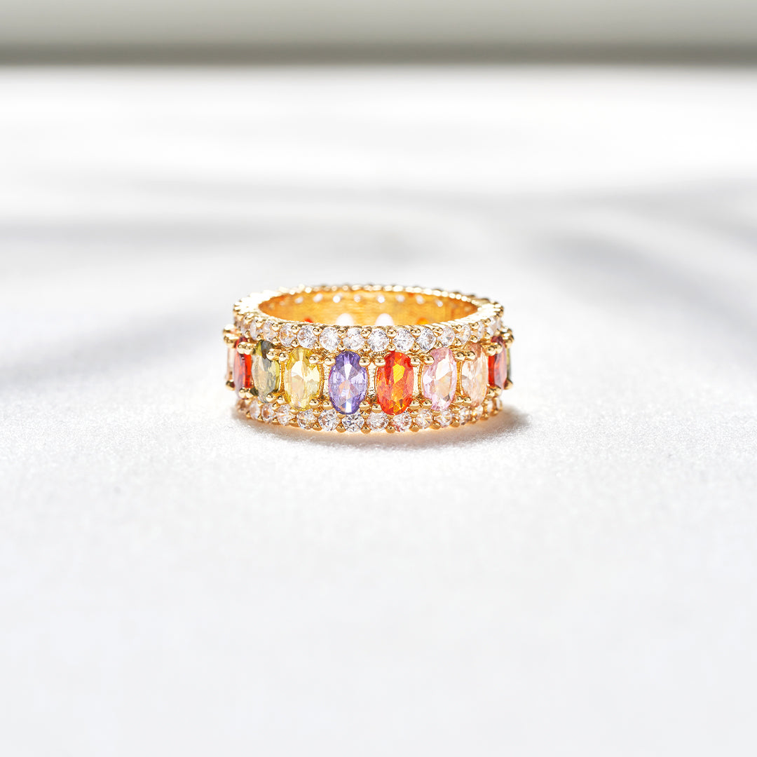 Personalized 1-10 Birthstones Elegant Birthstone Ring