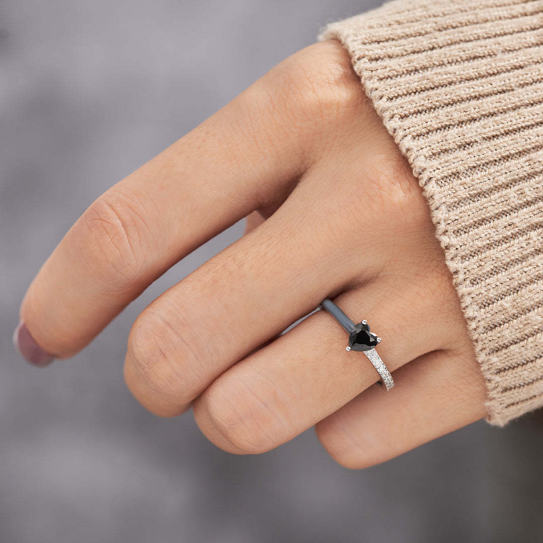 Black Heart Enamel Ring-But Every Day I Keep Going