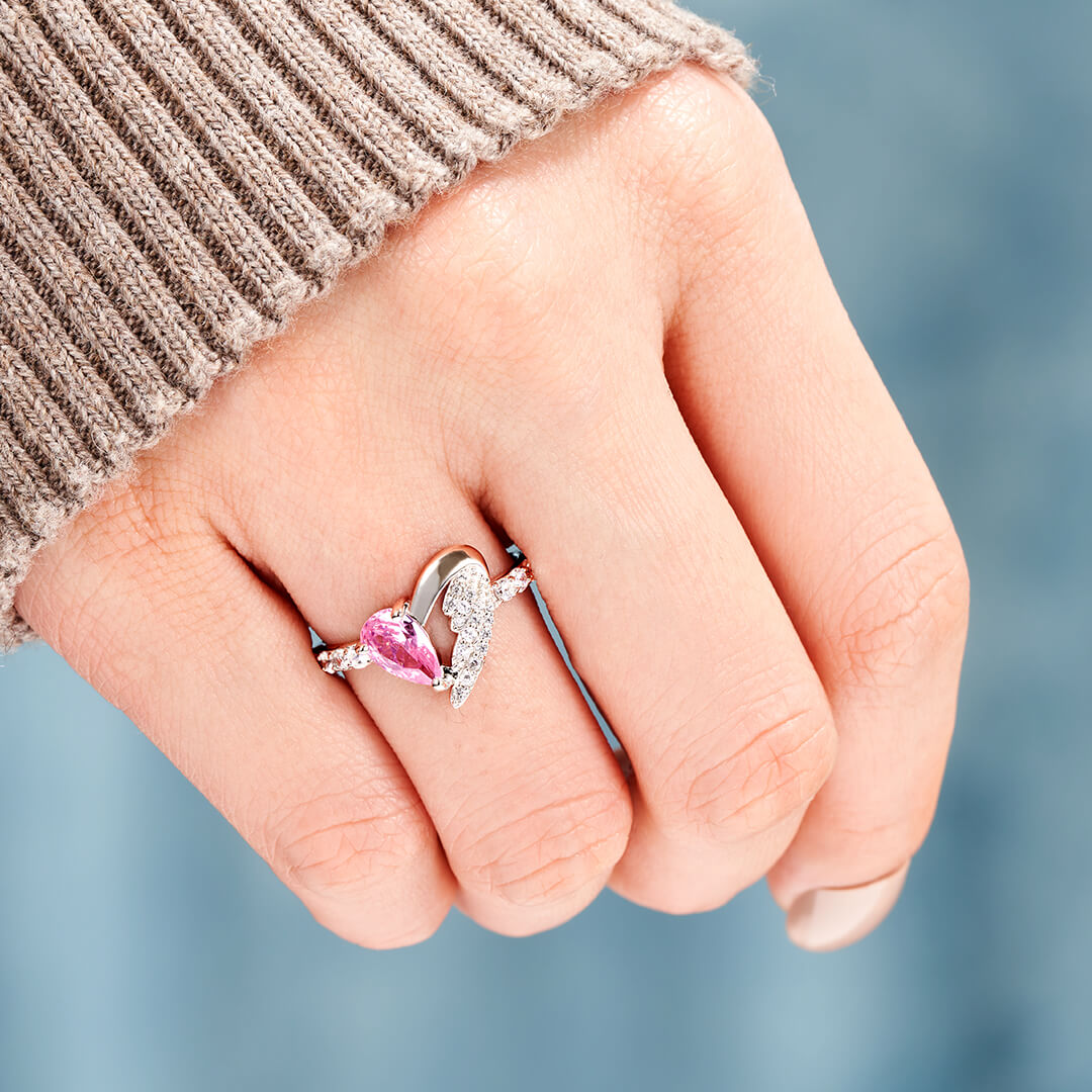 Angels From Above Half Heart Half Wing Ring