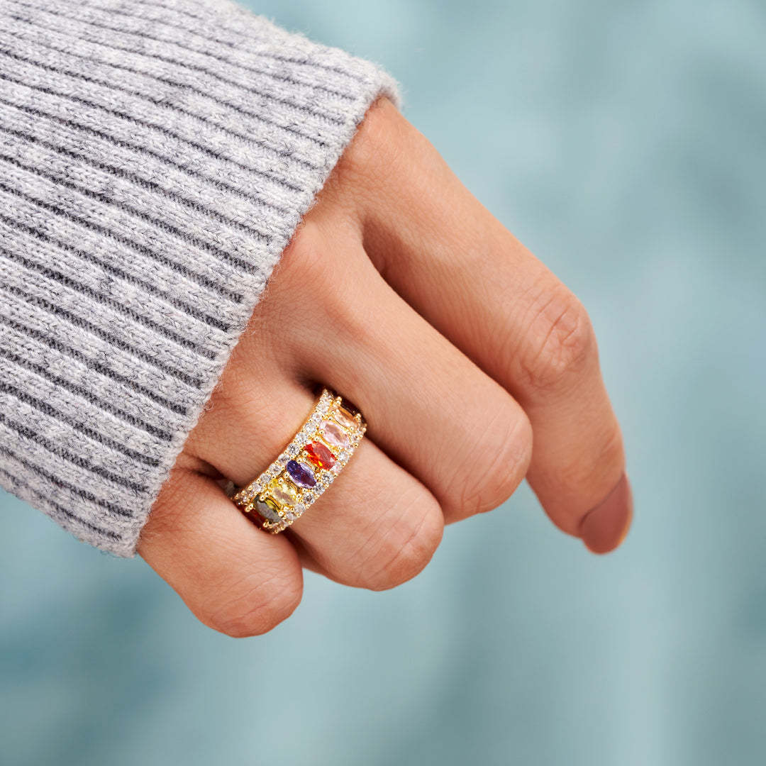 Personalized 1-10 Birthstones Elegant Birthstone Ring
