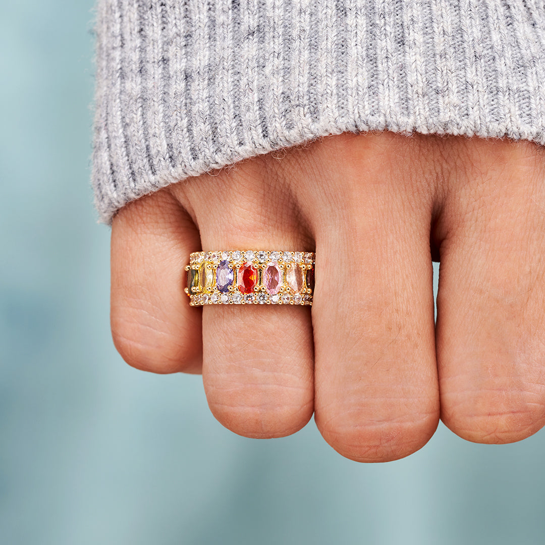 Personalized 1-10 Birthstones Elegant Birthstone Ring