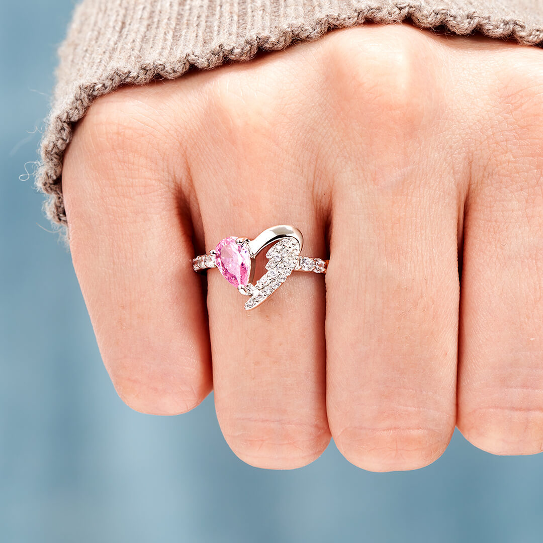 Angels From Above Half Heart Half Wing Ring