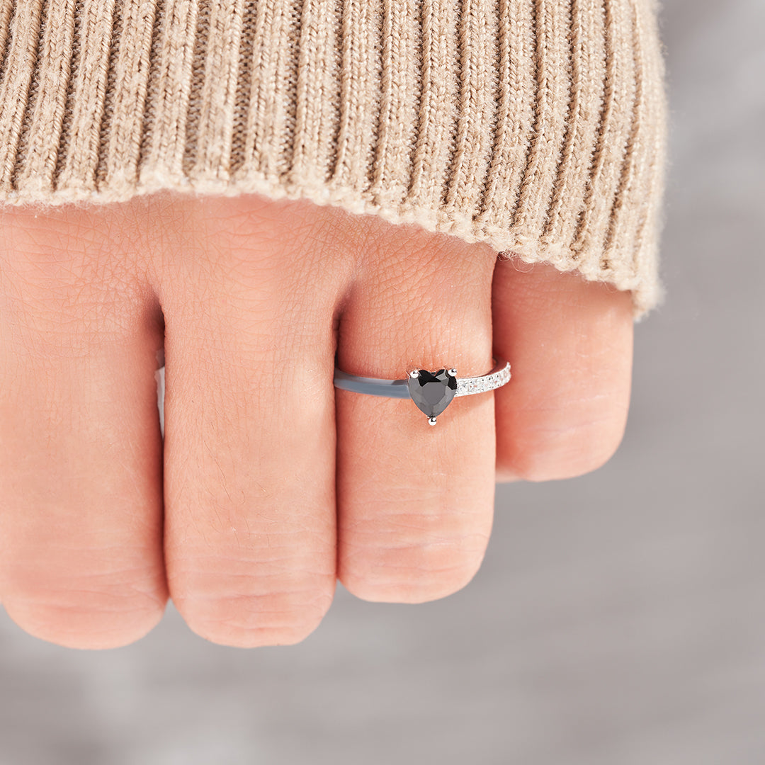 Black Heart Enamel Ring-But Every Day I Keep Going