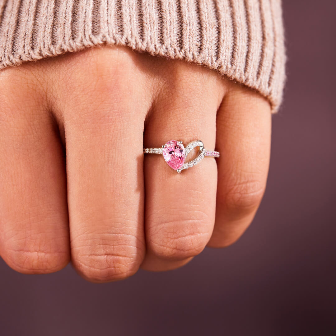 Half Of My Heart Lives In Heaven With You Forever Pink Heart Ring