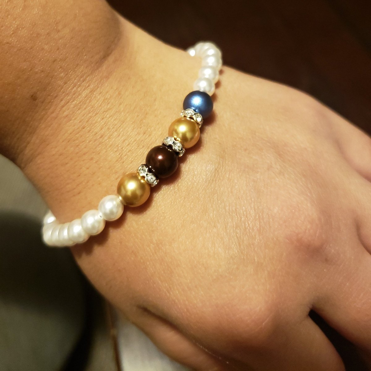 Personalized 1-8 Pearl Birthstones Mother Bracelet